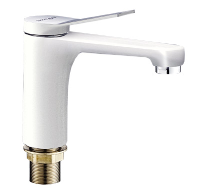 44 Смеситель для умывальника с гайкой "Белый"  С3044