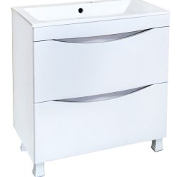 08 Тумба ИРИДА  800 напольная (белый+белоснежный) под умыв. Paola Elegante 800