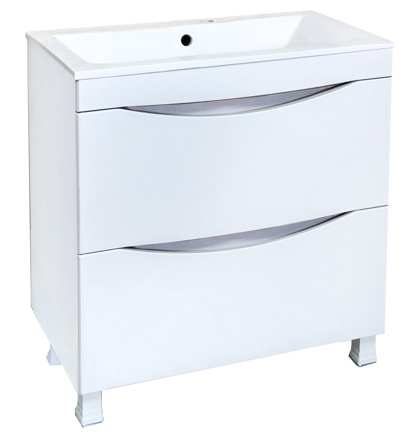 08 Тумба ИРИДА  800 напольная (белый+белоснежный) под умыв. Paola Elegante 800