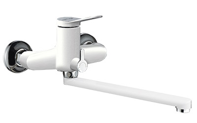 44 Смеситель для ванны с длин изливом 350 мм."Белый"  С8244