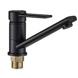 11 Смеситель для кухни с гайкой средний нос "Черный" СВ3111
