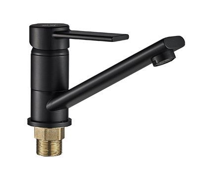 11 Смеситель для кухни с гайкой средний нос "Черный" СВ3111