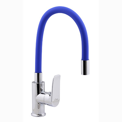 61 Смеситель для кухни с гайкой с гибким изливом (Синий) С3561В