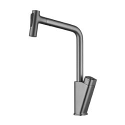13 Смеситель для кухни с гайкой и выдвижной лейкой (графит) Люкс А3513