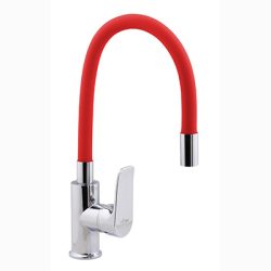 61 Смеситель для кухни с гайкой с гибким изливом (Красный) С3561R
