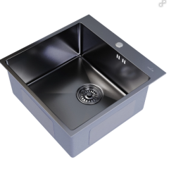 Мойка настол. монтаж 50х50 (3, 0) вып 3 1/2 MIXLINE PRO 20см с сифоном (черный графит)