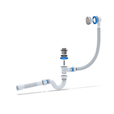 Сифон 1 1/2 с гиб.трубой для ванны Ани (вып+перел) Click-Clack  ЕС155 (15 шт.)