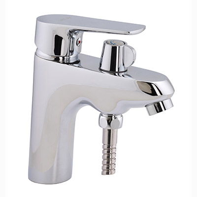 15 Смеситель для умывальника с гайкой с душ. лейкой С3715 (УДЛ)