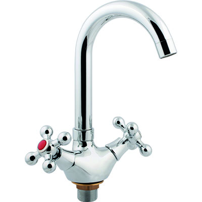 19 Смеситель для умывальника низкий излив с гайкой СВ1119