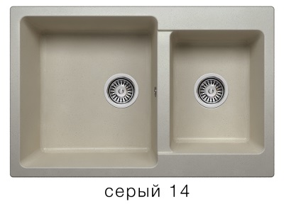Мойка F-15 двухчашевая, серая (14), 500*770*190мм
