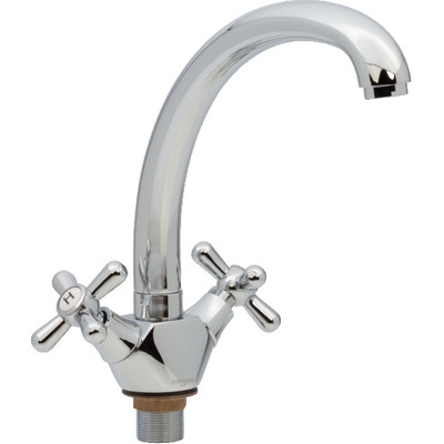 18 Смеситель для кухни толстый гусак с гайкой СВ1318