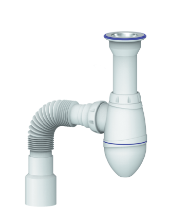 A120 CИФОН ДЛЯ ТЮЛЬПАНА, УМЫВАЛЬНИКА С ЛИТЫМ ВЫПУСКОМ 1 1/2 И С ГИБКИМ СОЕДИНЕНИЕМ д.40 х 40/50