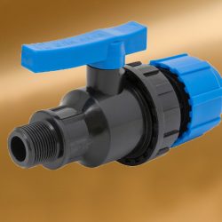 ПЭ Кран шаровой компрессионный НР разъемный d 20 х 1/2" Политэк (10шт)