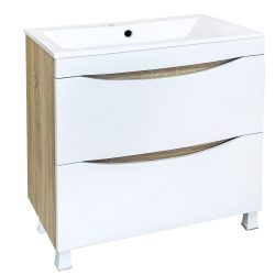 08 Тумба ИРИДА  800 напольная (дуб сонома светлый+белый)под умыв. НАТАЛИ V 20/Paola Elegante 800