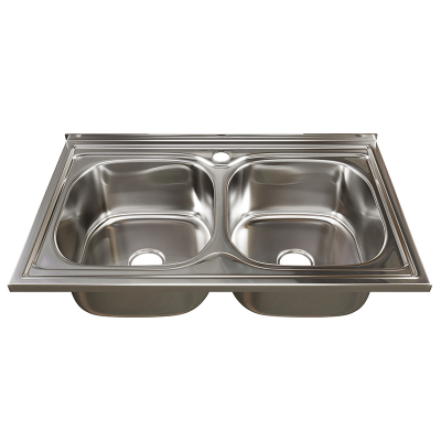 Мойка  50х80 (0,6) 2-х чаш вып 3 1/2 MIXLINE 18 см с сифоном накладаня