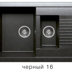 Мойка F-21 двухчашевая с крылом, черная (16), 490*770*190мм