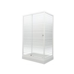 Душевое ограждение "Фьюжн 120*80 А" прямоуг., низк. подд., Белый, Полосы (4места)