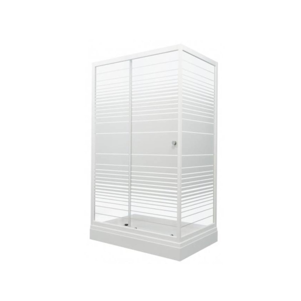 Душевое ограждение "Фьюжн 120*80 А" прямоуг., низк. подд., Белый, Полосы (4места)