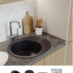 Мойка ML-GM17 овальная с крылом, шоколад (345), 580*470*180мм