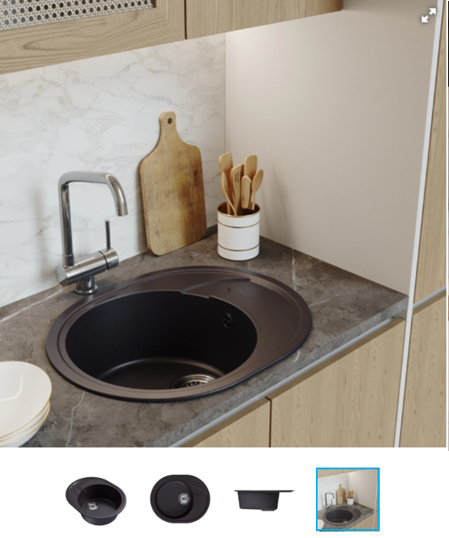 Мойка ML-GM17 овальная с крылом, шоколад (345), 580*470*180мм