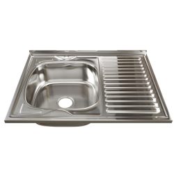 Мойка 60x80 (0,8) лев вып 3 1/2 MIXLINE 18 см с сифоном накладаня