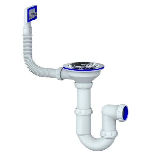 Y410 СИФОН ДЛЯ МОЙКИ ПРЯМОТОЧНЫЙ С ВЫПУСКОМ 3 1/2 на Ø40 С КВАДРАТНЫМ ПЕРЕЛИВОМ БЕЗ ОТВОД