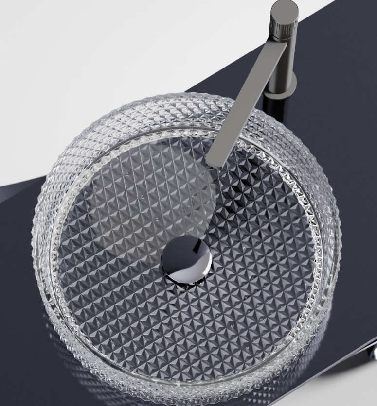 Умывальник чаша накладная круглая (прозрачная) Cristal 360*360*112мм CN6062