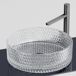 Умывальник чаша накладная круглая (прозрачная) Cristal 360*360*112мм CN6062