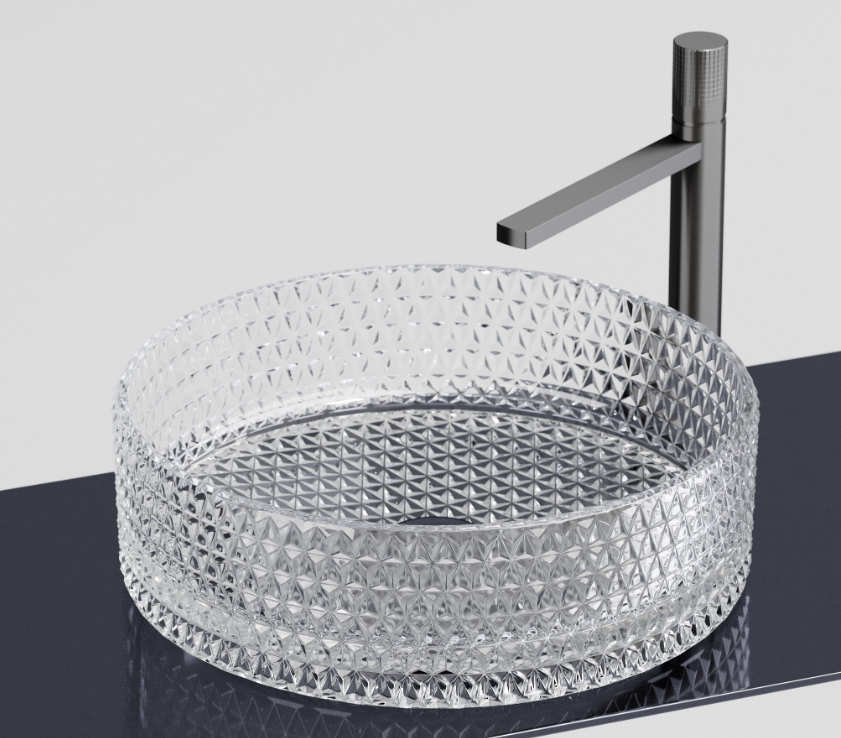 Умывальник чаша накладная круглая (прозрачная) Cristal 360*360*112мм CN6062
