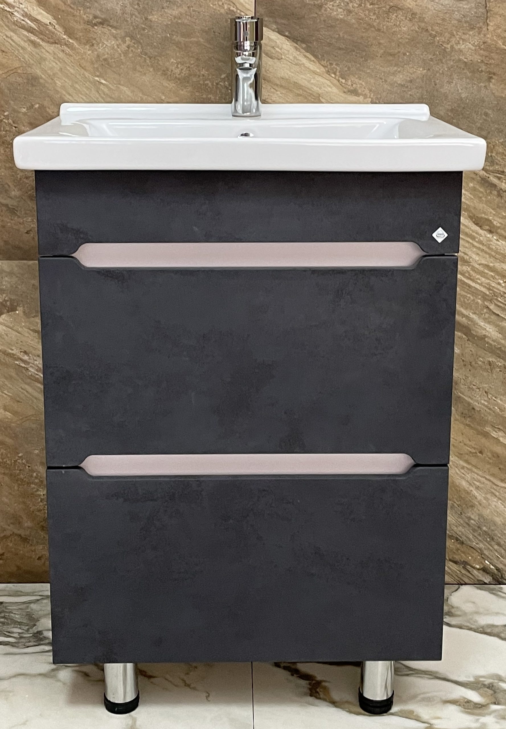 4 Тумба  "Уран СОМО 80"  2 ящика Графит с доводчиком