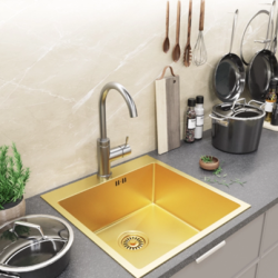 Мойка настол.монтаж 50х50 (3,0) вып 3 1/2 MIXLINE PRO 20см с сифоном (золото)