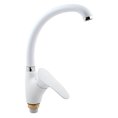 01 Смеситель для кухни с гайкой (утка) белый  С4301CW