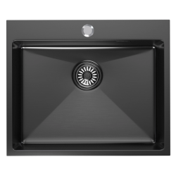 Мойка настол.монтаж 60х50 (3,0) вып 3 1/2 MIXLINE PRO 22см с сифоном (черный графит)