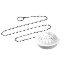 Пробка-ситечко для ванн, раковин диам.40мм с метал.цепочкой 50 см белый