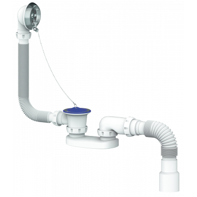 Сифон для ванны и глубокого поддона с переливом и гибким соед. д40х40/50 400мм (35 шт.)