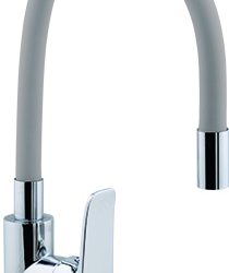 61 Смеситель для кухни с гайкой с гибким изливом (Серый) С3561D