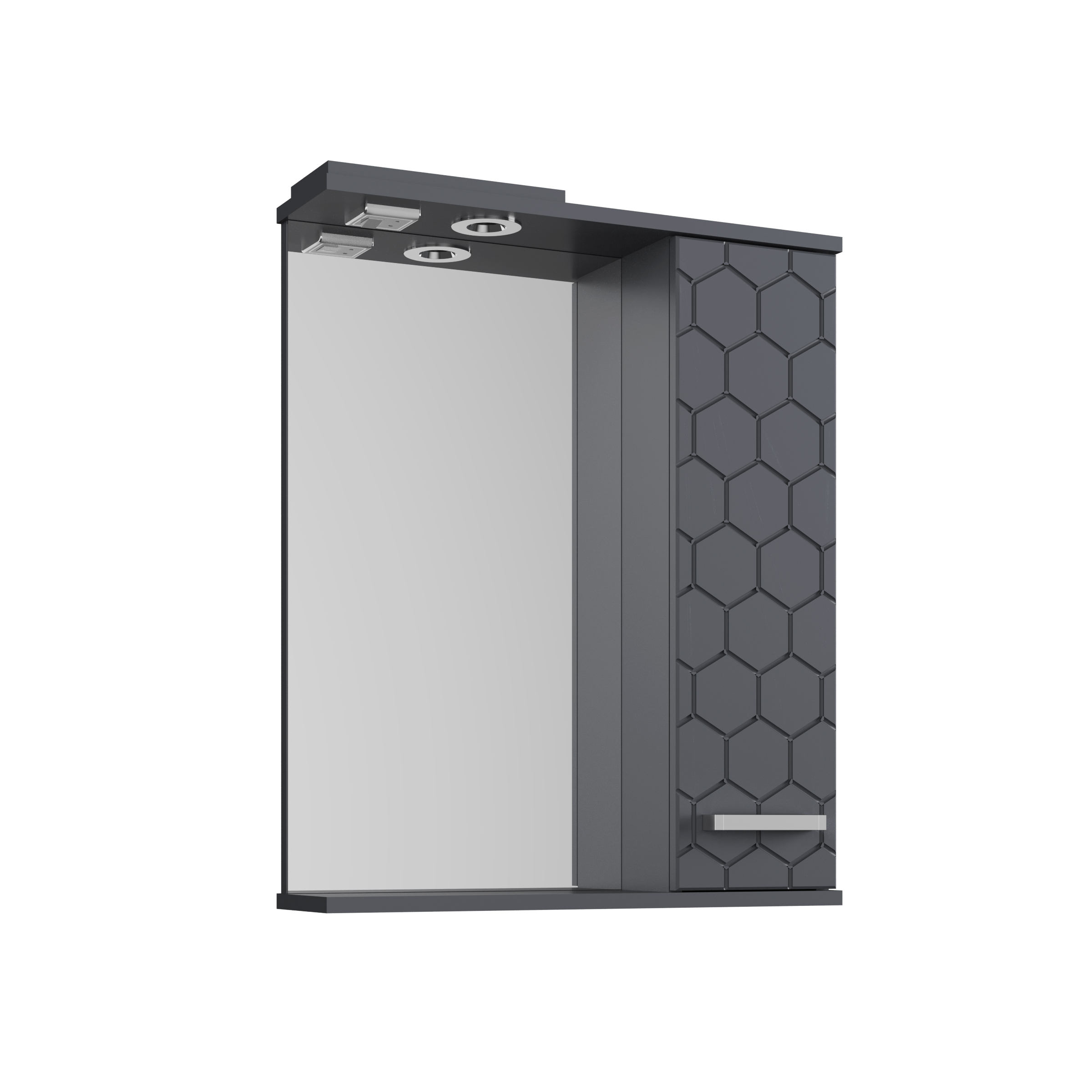 Зеркальный шкаф Сота (70 (Графит + Графит) Правый)