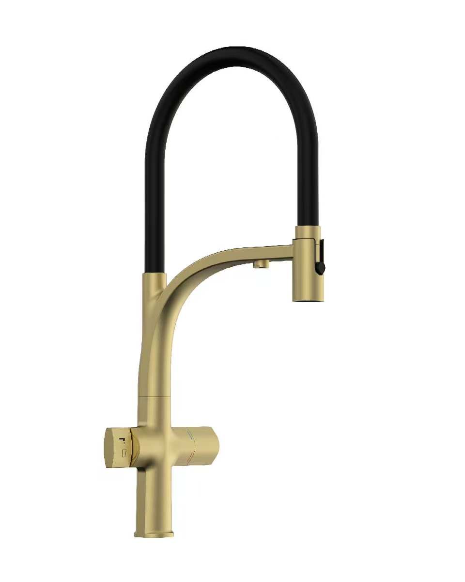 48 Смеситель для кухни + РОДНИК А3748-4 Люкс (Матовое золото)