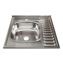 Мойка 60х60 (0,8) лев вып 3 1/2 MIXLINE 18 см с сифоном накладная