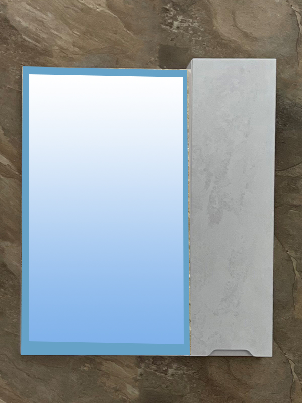 3 Шкаф зеркальный " Уран 700" 1 створка Бетон Пайн (фацет)