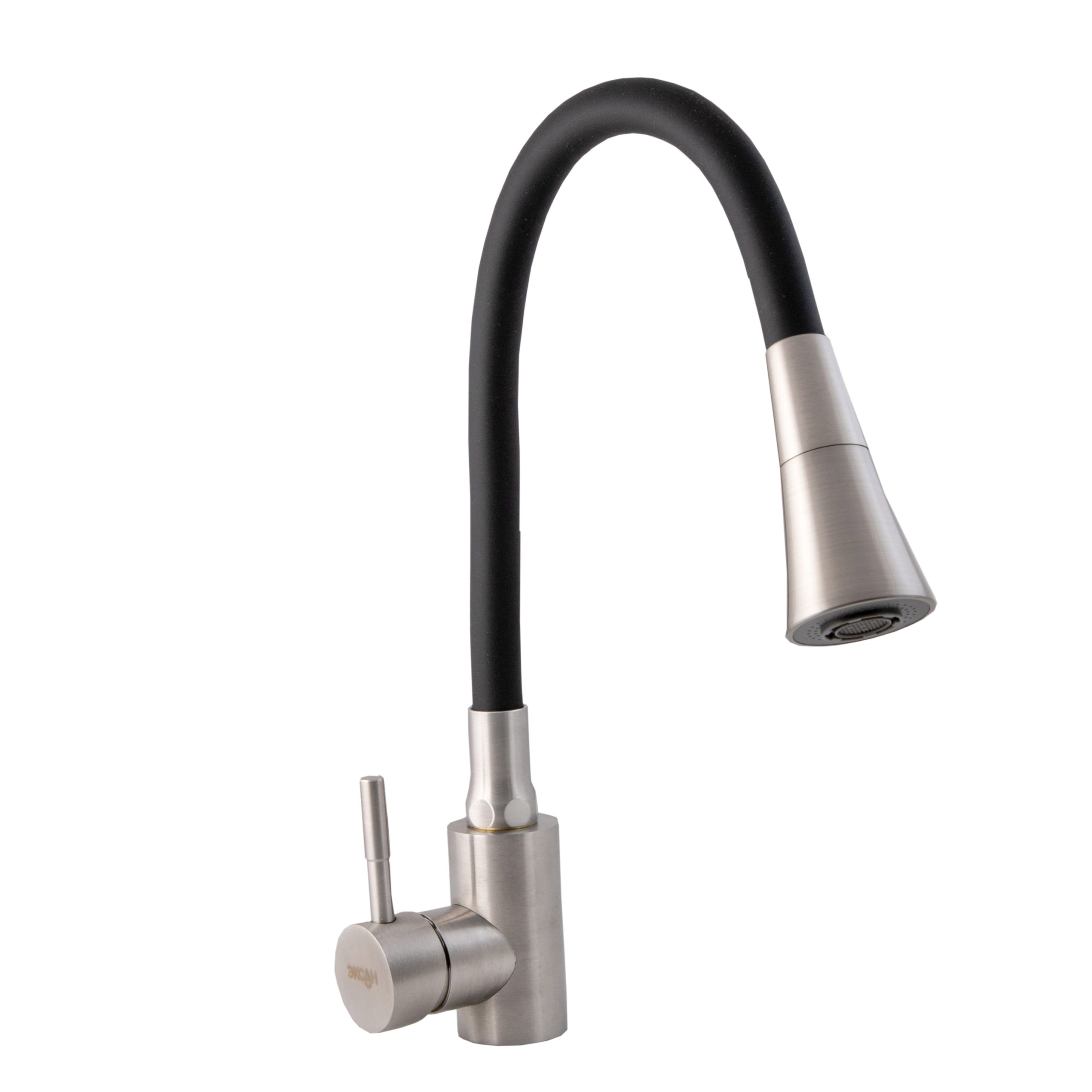 62 Смеситель для кухни СВ3562T (нержавейка) с гибким изливом ЧЕРНЫЙ