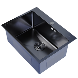 Мойка настол.монтаж 60*45 (3.0)вып 3 1/2 MIXLINE PRO 22 см с сифоном черный графит