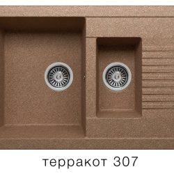 Мойка F-21 двухчашевая с крылом, терракот (307), 490*770*190мм