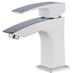 08 Смеситель для умывальника с гайкой Люкс (хром+белый) А3008