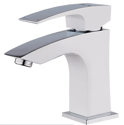 08 Смеситель для умывальника с гайкой Люкс (хром+белый) А3008