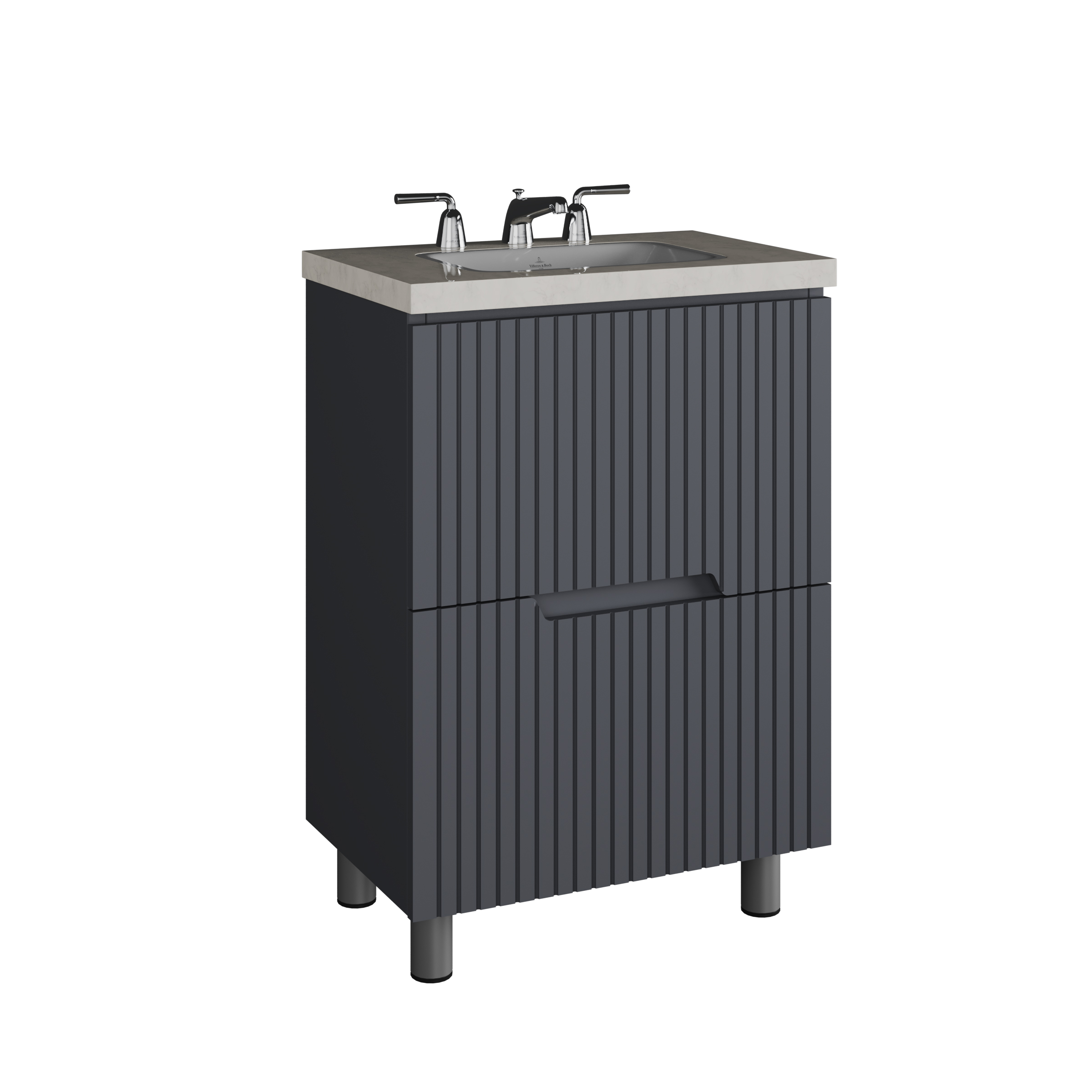 Тумба Асти (60 2 ящика (Графит + Графит) под Como 60)