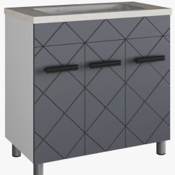 01 Тумба Куба (80 3 двери (Белый + Графит) под Como 80)