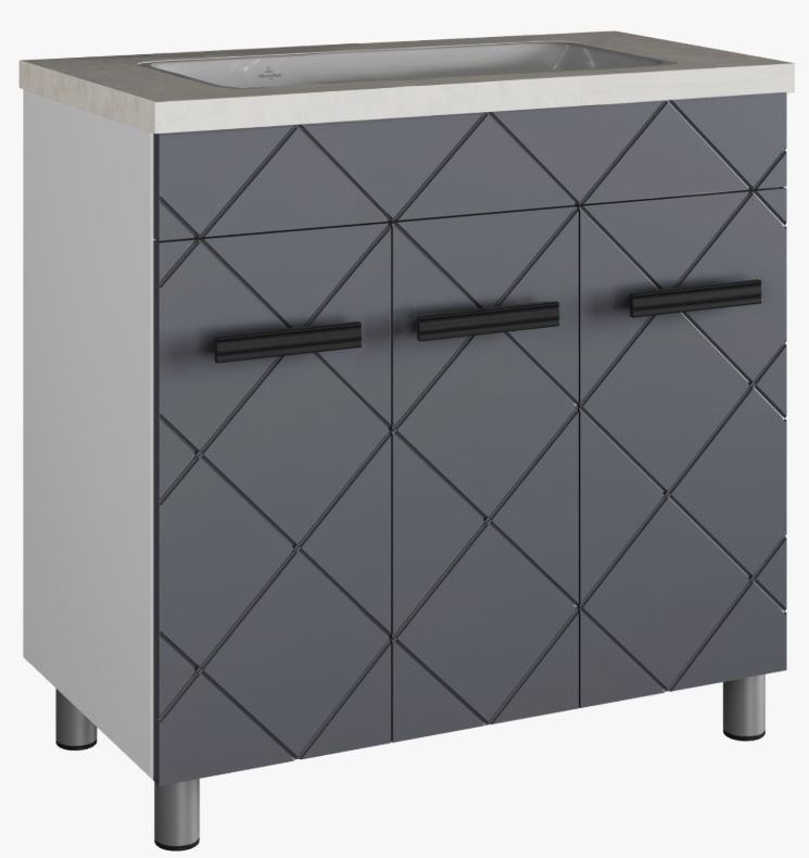 01 Тумба Куба (80 3 двери (Белый + Графит) под Como 80)