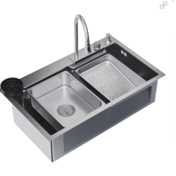 Мойка настол.монтаж 75х46 (3,0) вып 3 1/2 MIXLINE PRO 21,5см с сиф.(сатин)+доз+смесит+кол+д/р+о/с