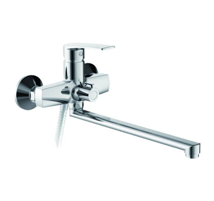 02 Смеситель для ванны с длин изливом 300 мм. с дивер СВ8202